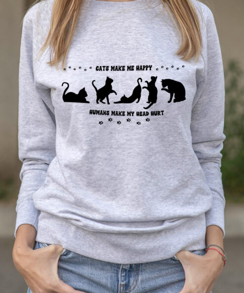 Bluza printata-Cats Make Me Happy