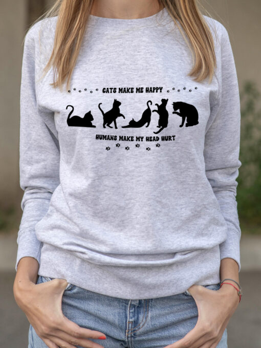 Bluza printata-Cats Make Me Happy