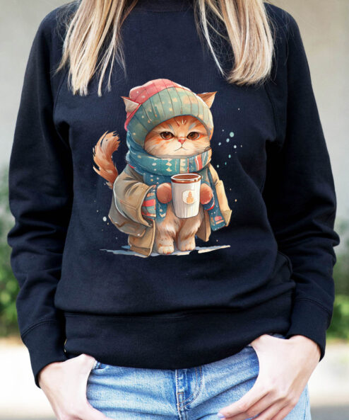 Bluza printata-Winter Cat