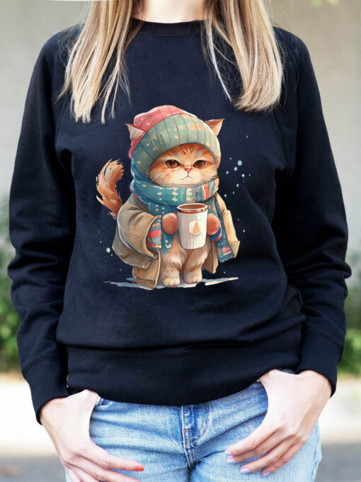 Bluza printata-Winter Cat