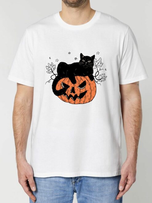 Tricou din bumbac organic Premium-Pumpkin Cat, Barbati