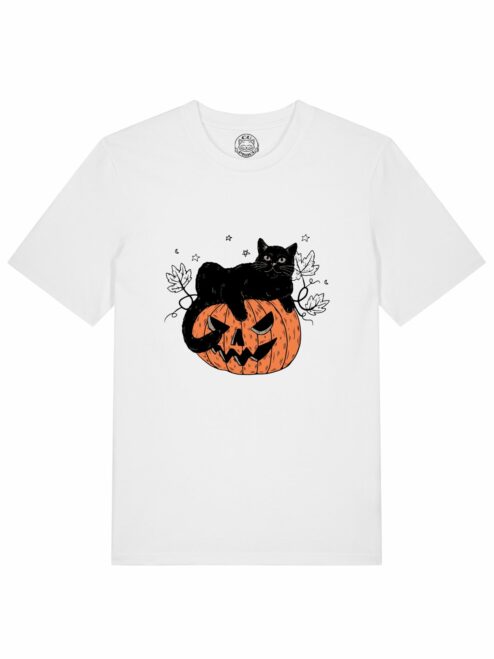 Tricou din bumbac organic Premium-Pumpkin Cat, Barbati