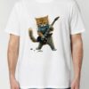 Tricou din bumbac organic Premium-Pisica Chitarista, Barbati
