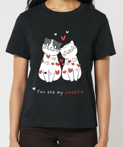 Tricou bumbac organic-You Are My Sweetie, Femei-Negru