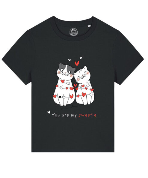 Tricou bumbac organic-You Are My Sweetie, Femei-Negru