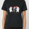 Tricou bumbac organic-Christmas Cats, Femei-Negru
