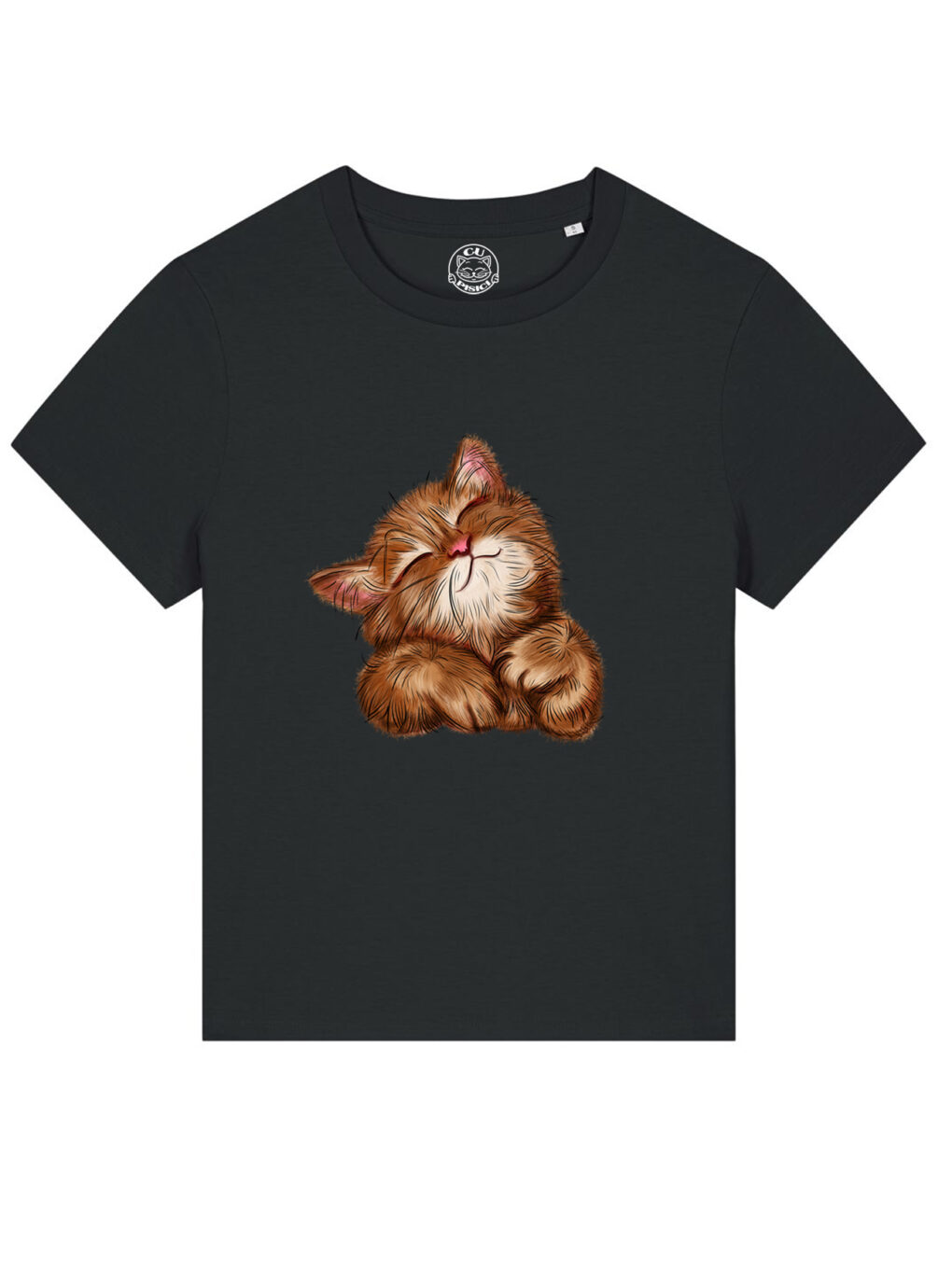 Tricou bumbac organic-Super Cute Cat, Femei-Negru