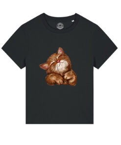 Tricou bumbac organic-Super Cute Cat, Femei-Negru