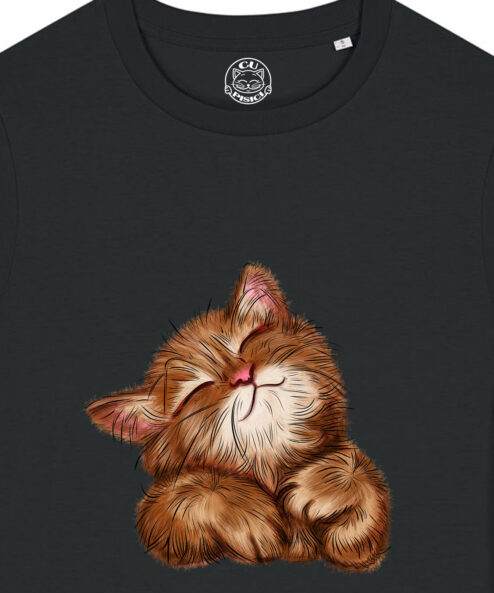 Tricou bumbac organic-Super Cute Cat, Femei-Negru