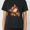 Tricou bumbac organic-Super Cute Cat, Femei-Negru