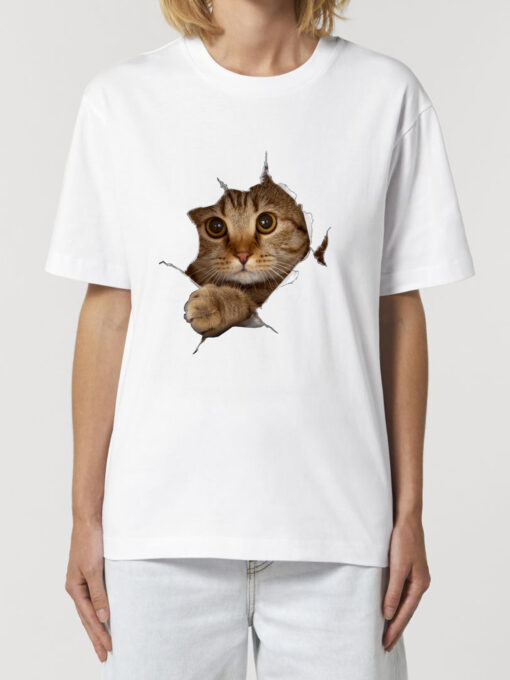 Tricou bumbac organic Oversized-Curious Cat, UNISEX