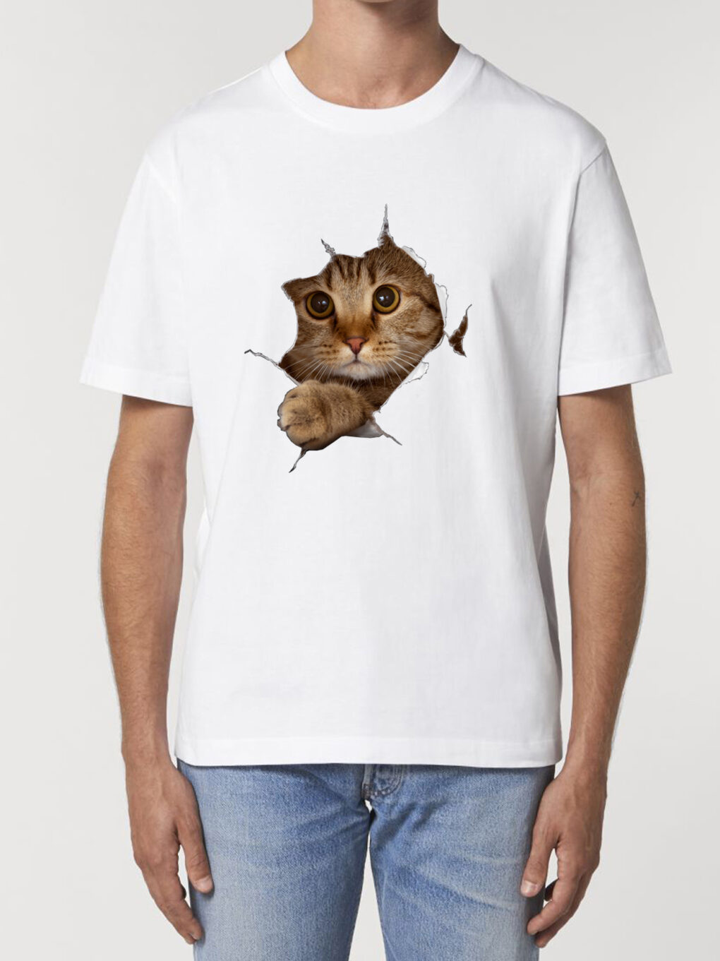 Tricou bumbac organic Oversized-Curious Cat, UNISEX