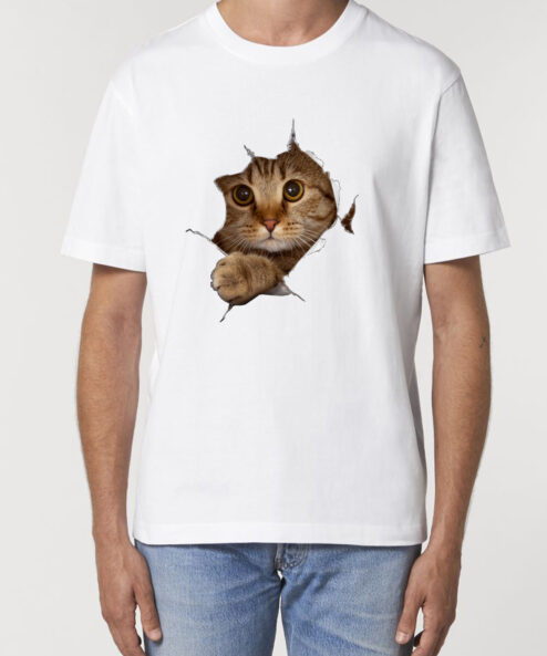 Tricou bumbac organic Oversized-Curious Cat, UNISEX