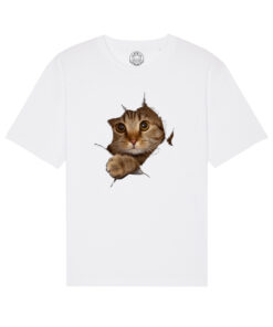 Tricou bumbac organic Oversized-Curious Cat, UNISEX