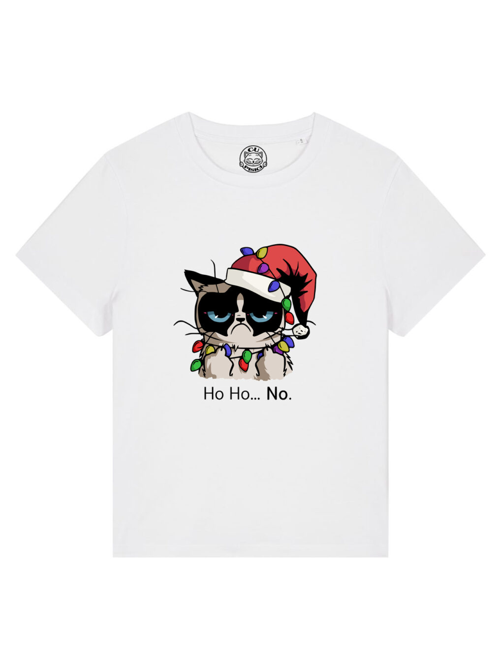 Tricou bumbac organic-Christmas Grumpy Cat, Femei