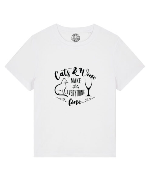 Tricou bumbac organic-Cats and Wine, Femei