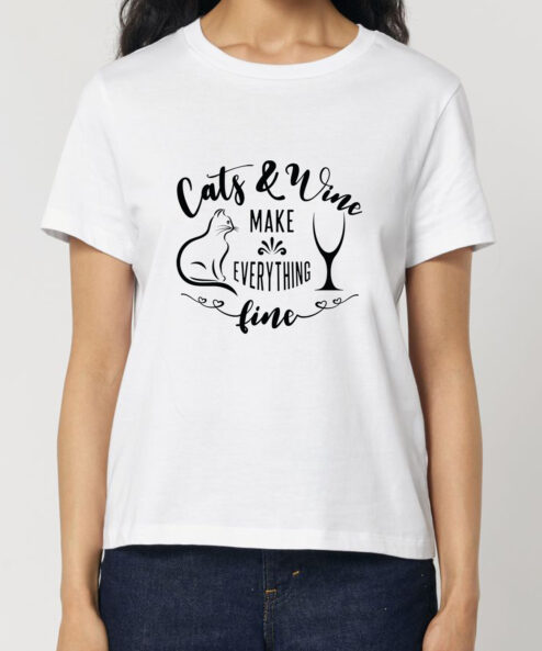 Tricou bumbac organic-Cats and Wine, Femei