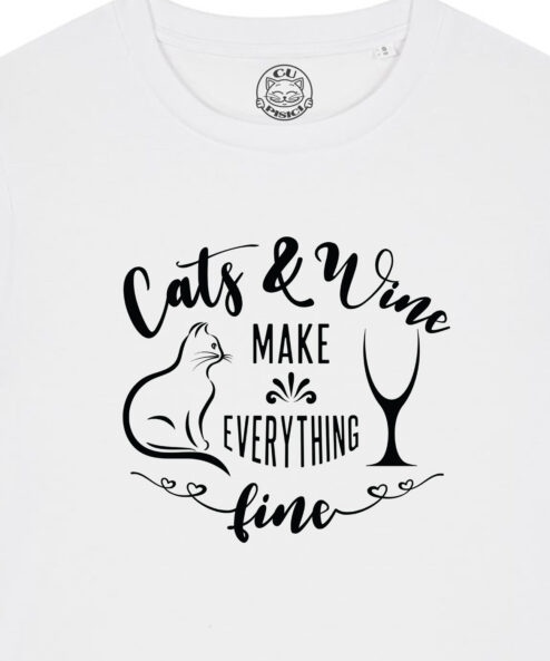 Tricou bumbac organic-Cats and Wine, Femei