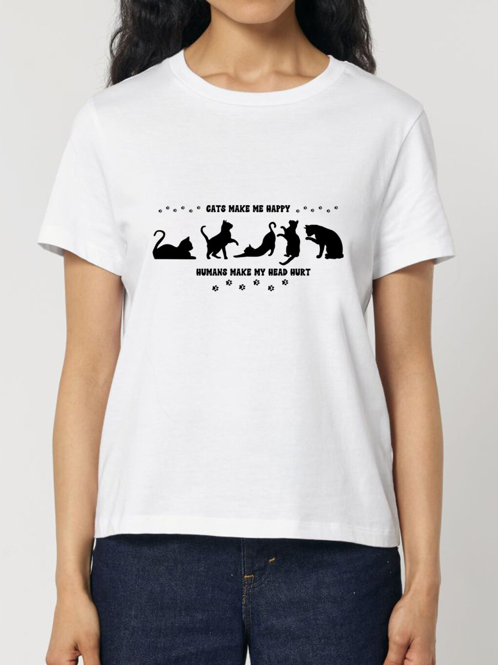 Tricou bumbac organic-Cats Make Me Happy, Femei