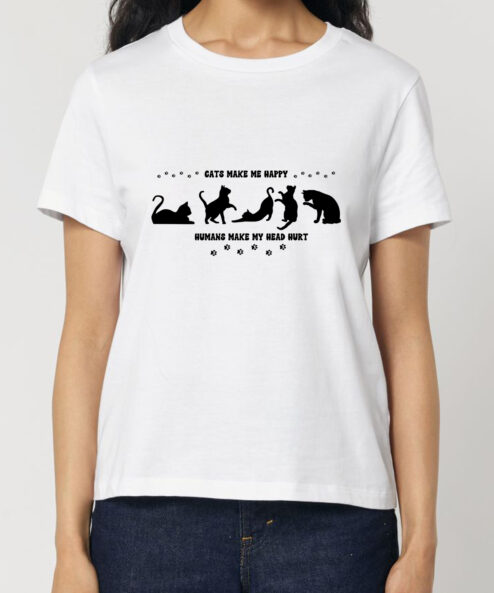 Tricou bumbac organic-Cats Make Me Happy, Femei