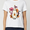 Tricou bumbac organic-Cute Halloween Cat, Femei