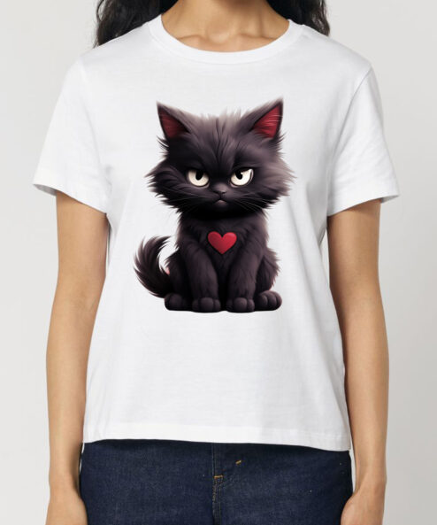 Tricou bumbac organic-Grumpy Meowlentine, Femei