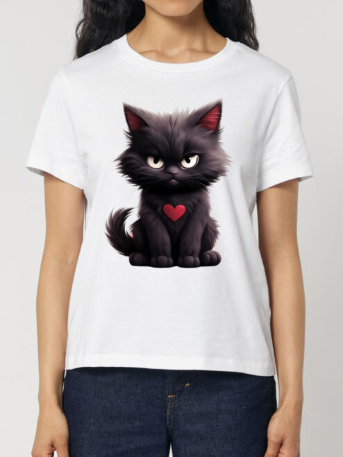 Tricou bumbac organic-Grumpy Meowlentine, Femei