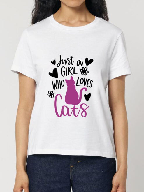 Tricou bumbac organic-Just A Girl Who Loves Cats, Femei