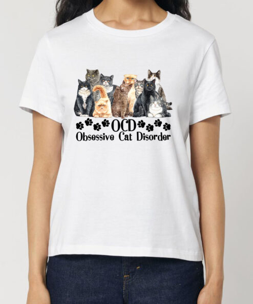 Tricou bumbac organic-Obsessive Cat Disorder, Femei