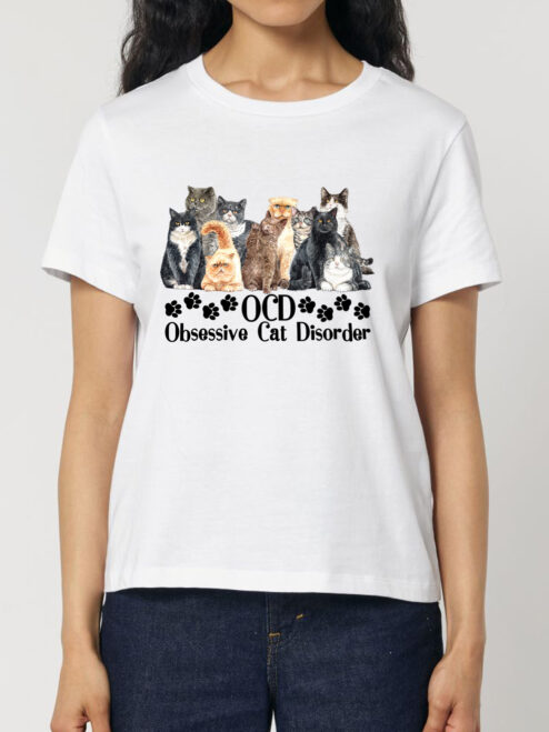 Tricou bumbac organic-Obsessive Cat Disorder, Femei