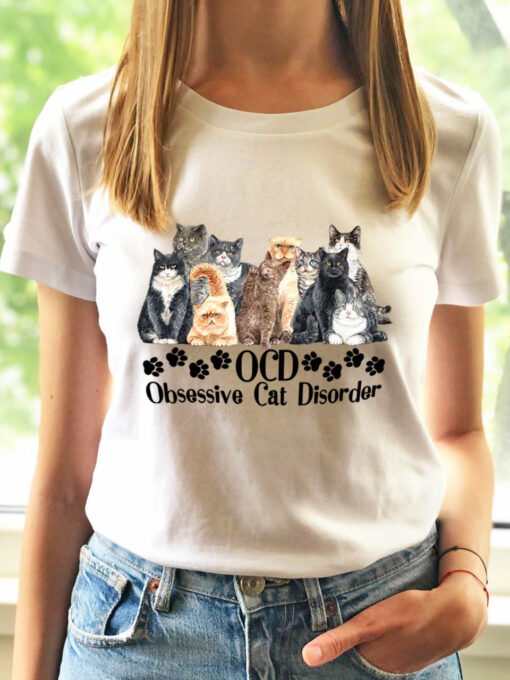 Tricou bumbac organic-Obsessive Cat Disorder, Femei