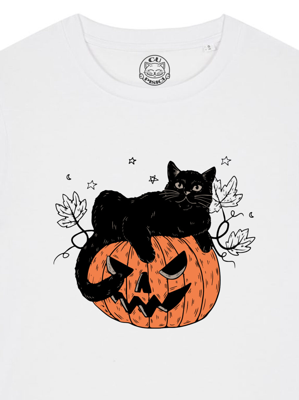 Tricou bumbac organic-Pumpkin Cat, Femei