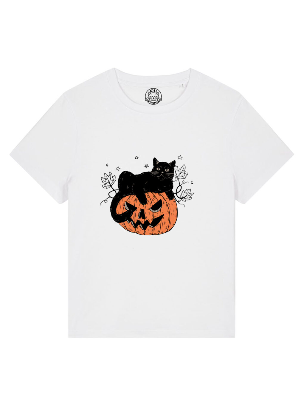 Tricou bumbac organic-Pumpkin Cat, Femei