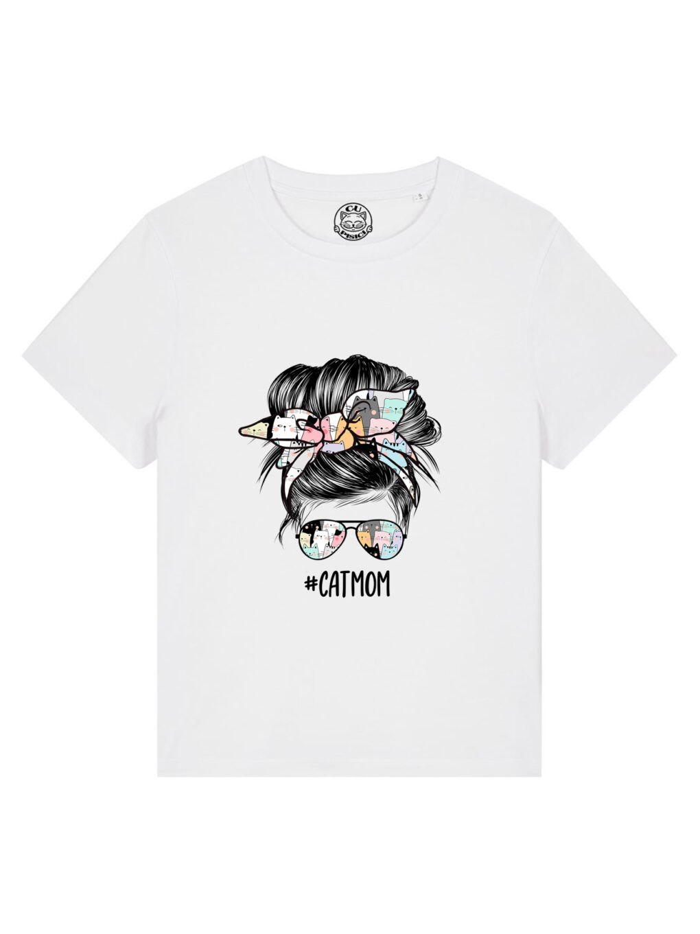 Tricou bumbac organic-Stylish Cat Mom, Femei