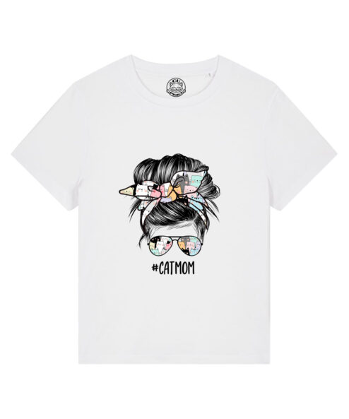 Tricou bumbac organic-Stylish Cat Mom, Femei