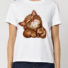 Tricou bumbac organic-Super Cute Cat, Femei-Alb