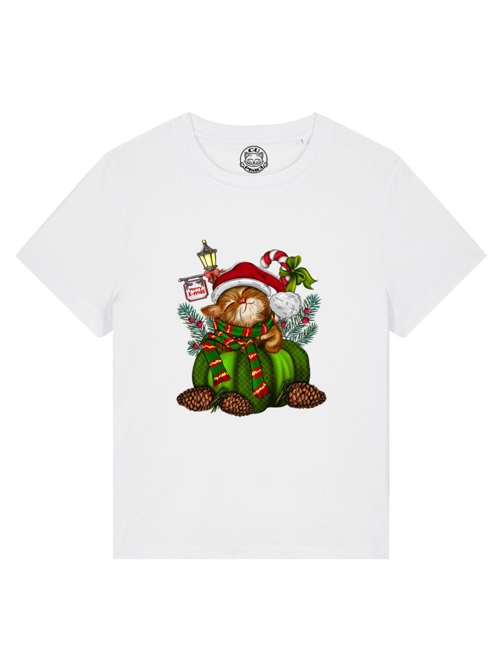 Tricou bumbac organic-Sweet Christmas Cat, Femei