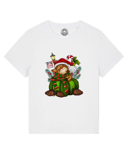 Tricou bumbac organic-Sweet Christmas Cat, Femei