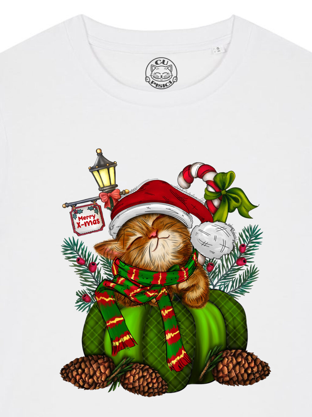 Tricou bumbac organic-Sweet Christmas Cat, Femei