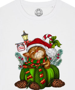 Tricou bumbac organic-Sweet Christmas Cat, Femei