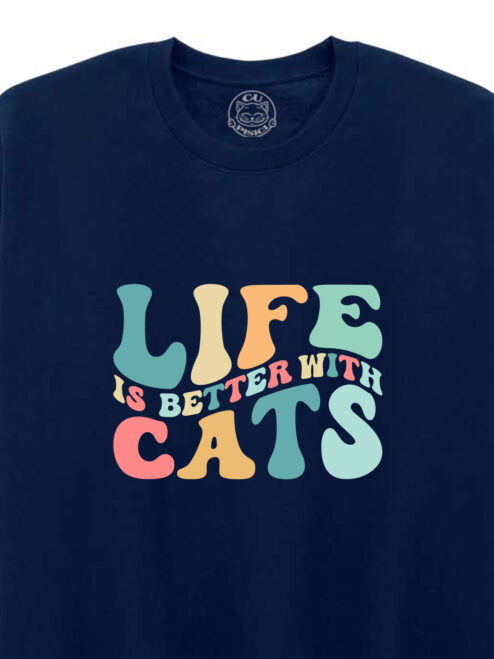 Bluza printata-Life is Better With Cats, Unisex