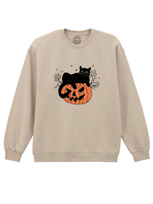Bluza printata-Pumpkin Cat, Unisex