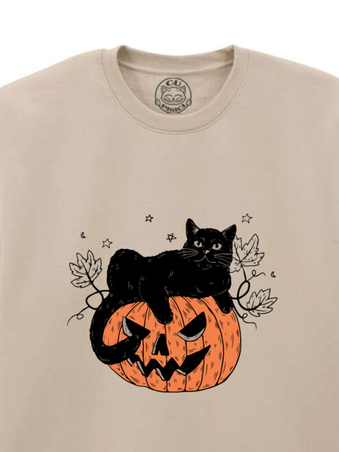 Bluza printata-Pumpkin Cat, Unisex