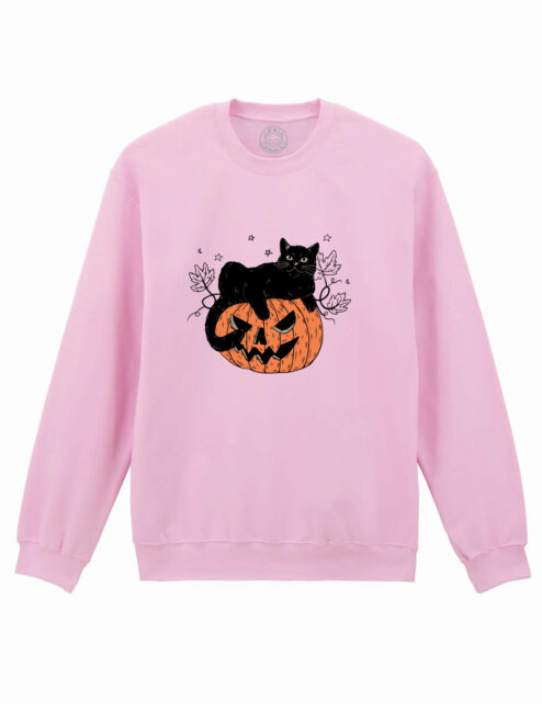Bluza printata-Pumpkin Cat, Unisex