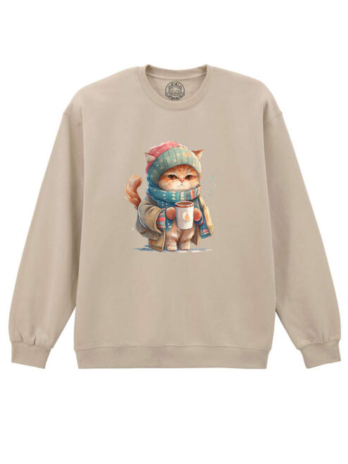 Bluza printata-Winter Cat, Unisex
