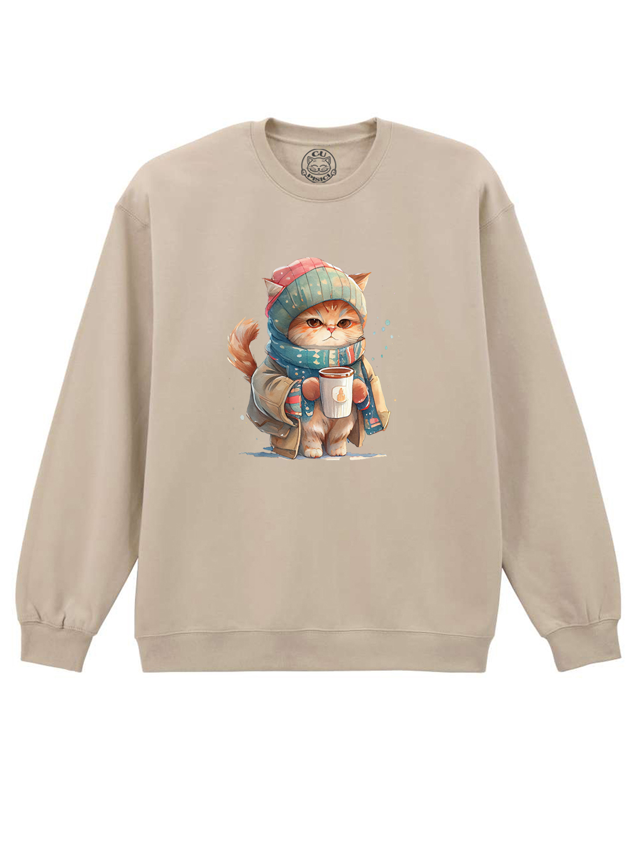 Bluza printata-Winter Cat, Unisex