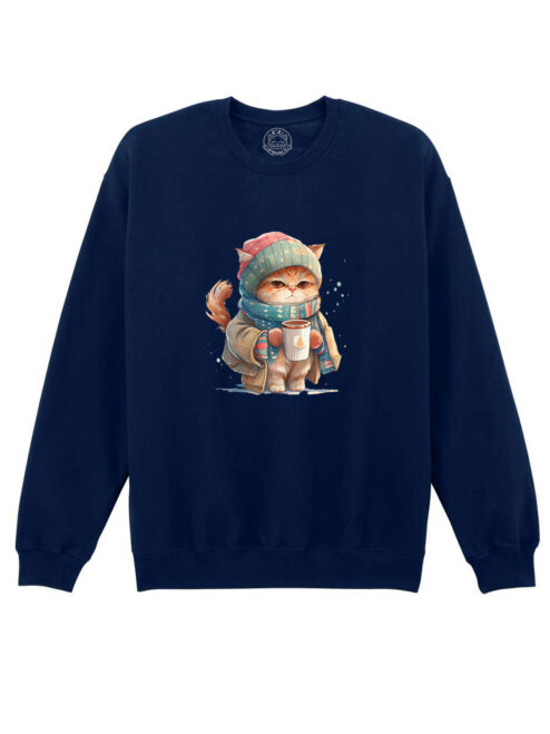 Bluza printata-Winter Cat, Unisex