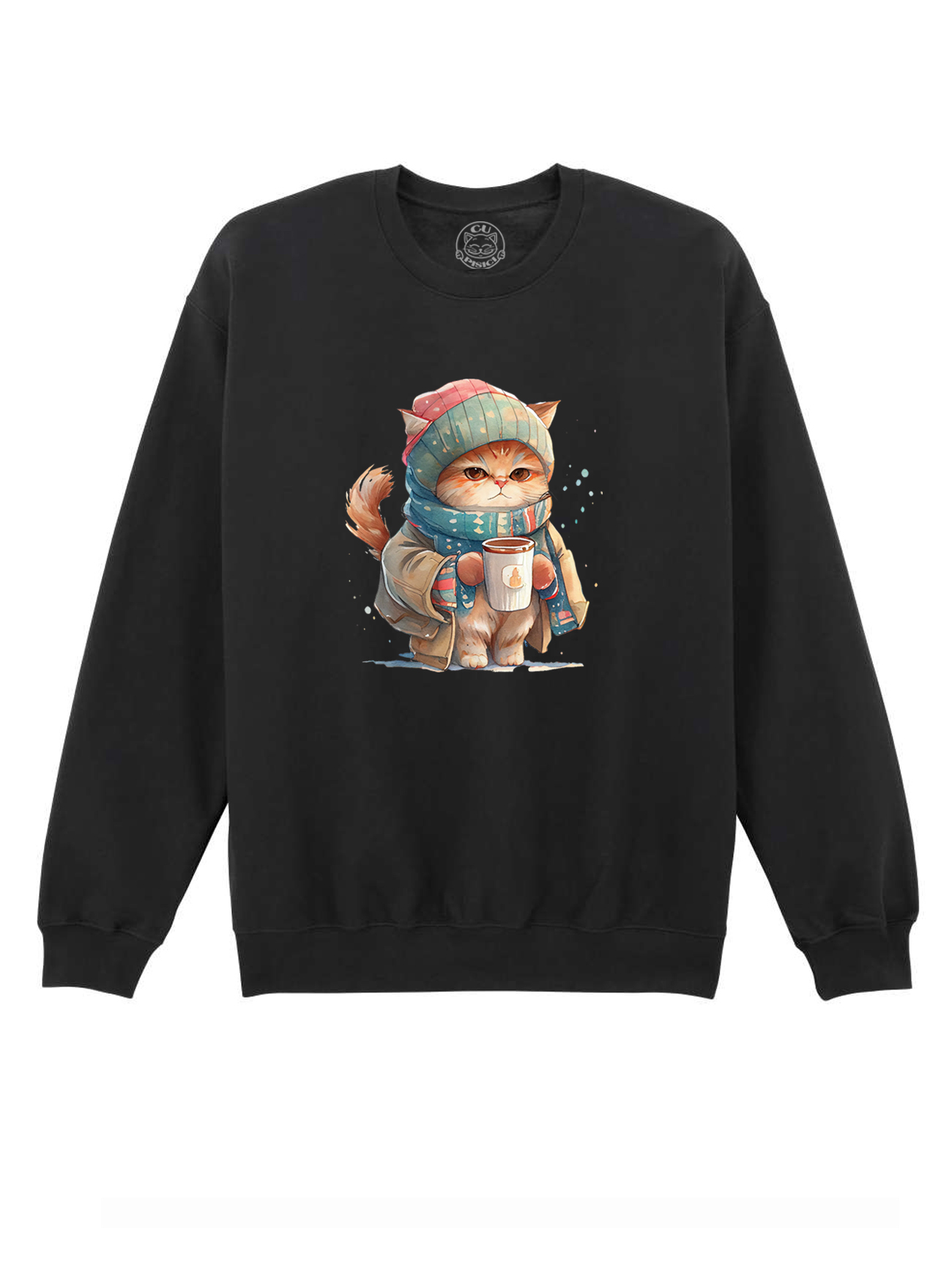 Bluza printata-Winter Cat, Unisex