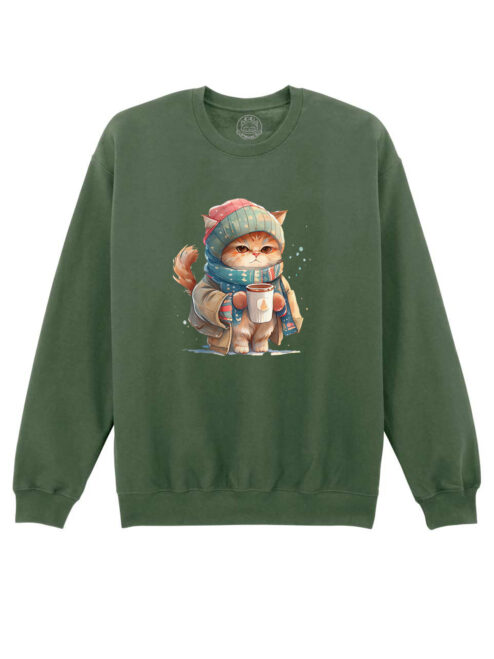 Bluza printata-Winter Cat, Unisex