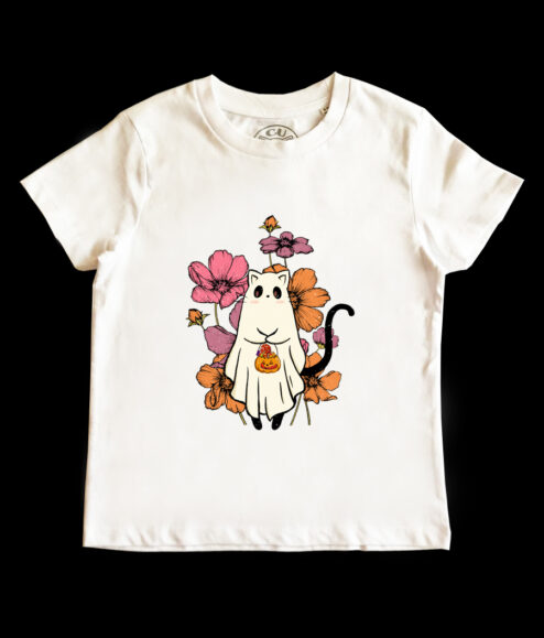 Tricou bumbac-Cute Halloween Cat, Copii